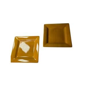 ESPANA Fiesta Dark Butter Yellow Square Stoneware 11" Dinner Plate Set of 2